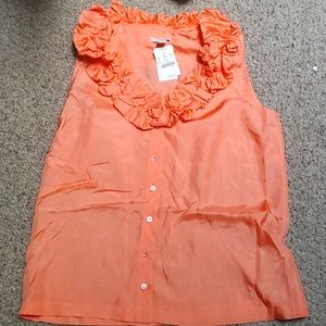 Sleeveless ruffle collar silk blouse